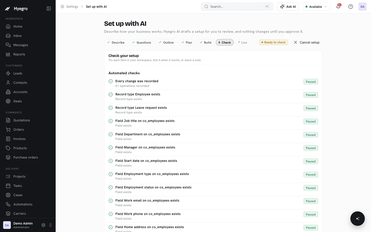 Set up with AI checking its own build